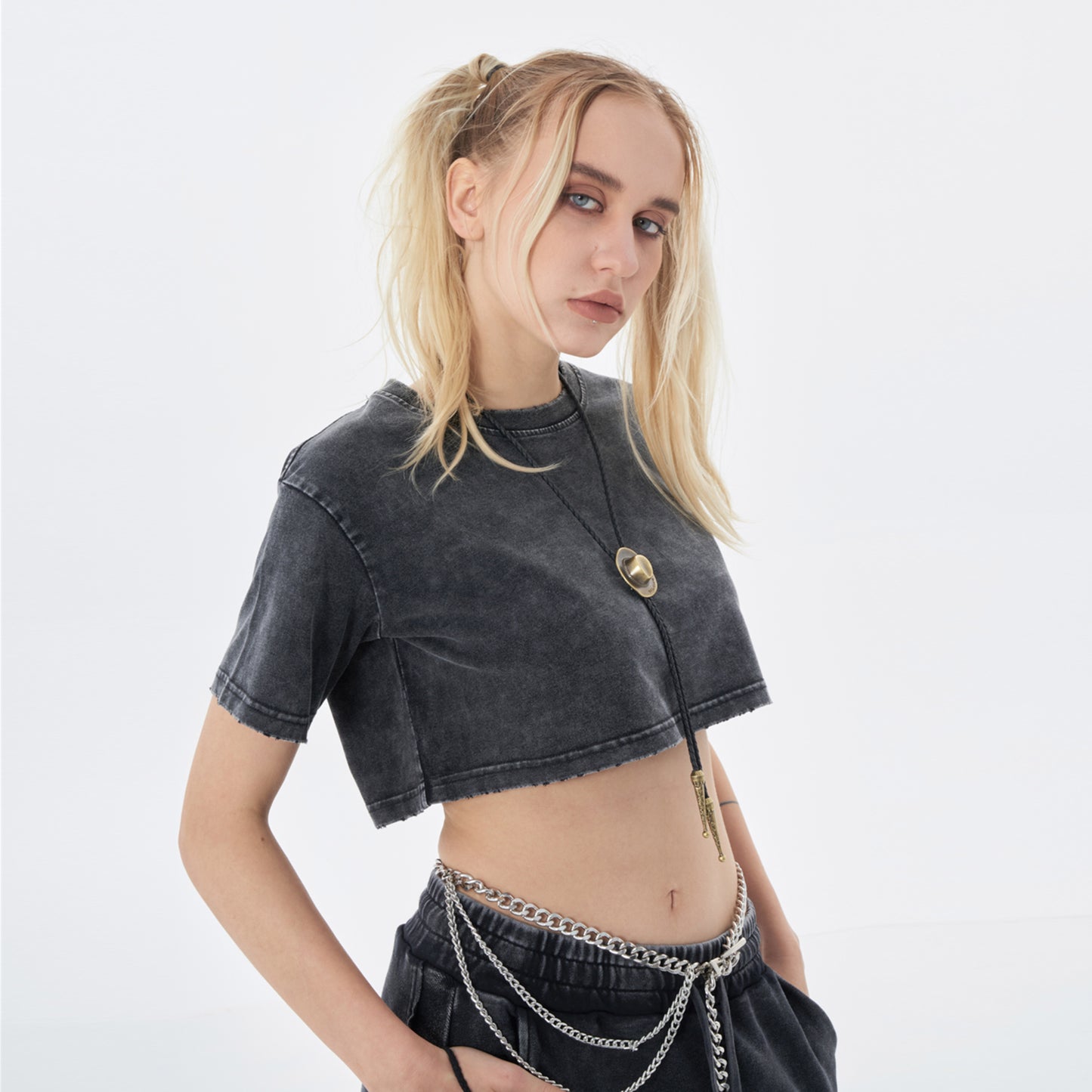 Within her is an entire epoch | Snow Wash Crop Top