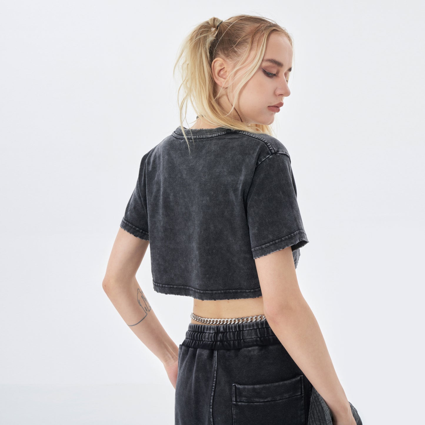 Within her is an entire epoch | Snow Wash Crop Top