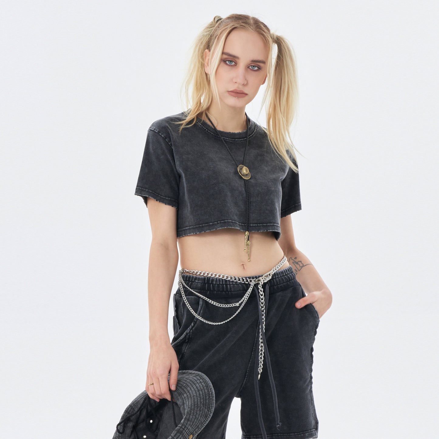 Within her is an entire epoch | Snow Wash Crop Top