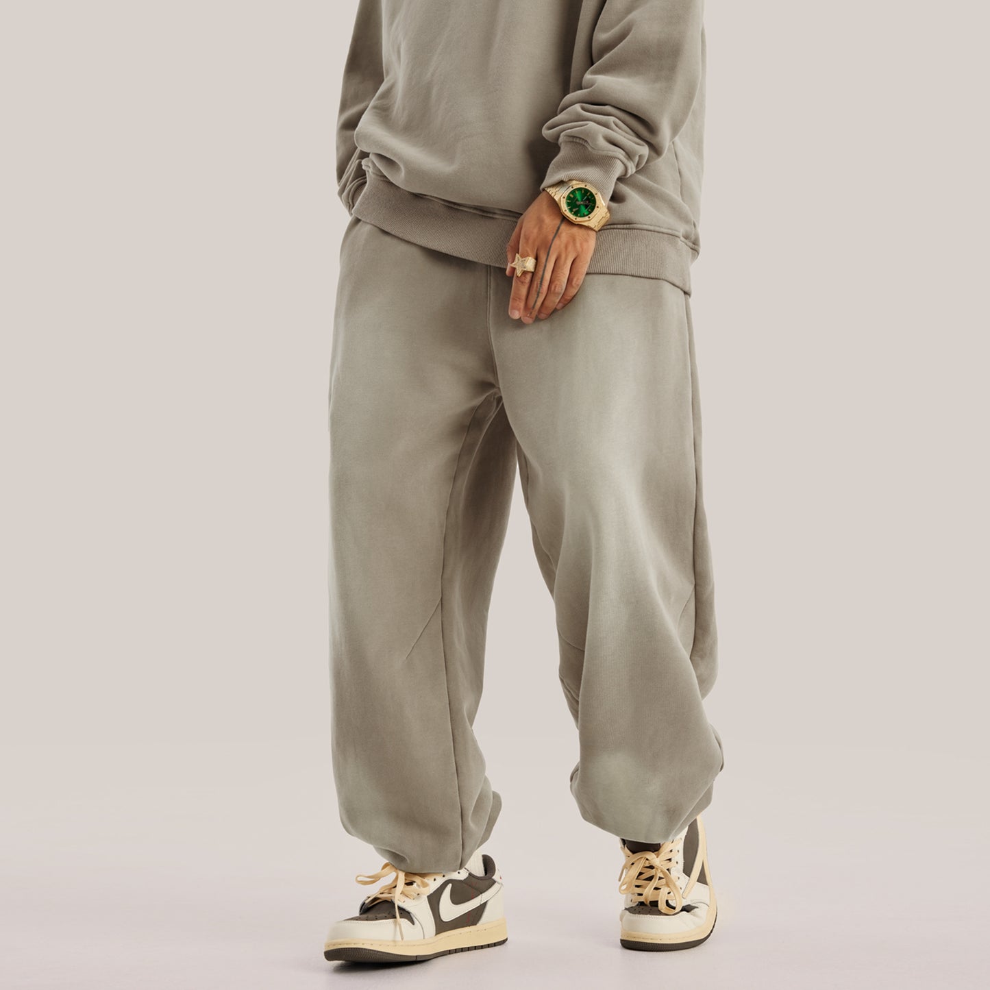 Faded Baggy Fit Melting Smiley Joggers