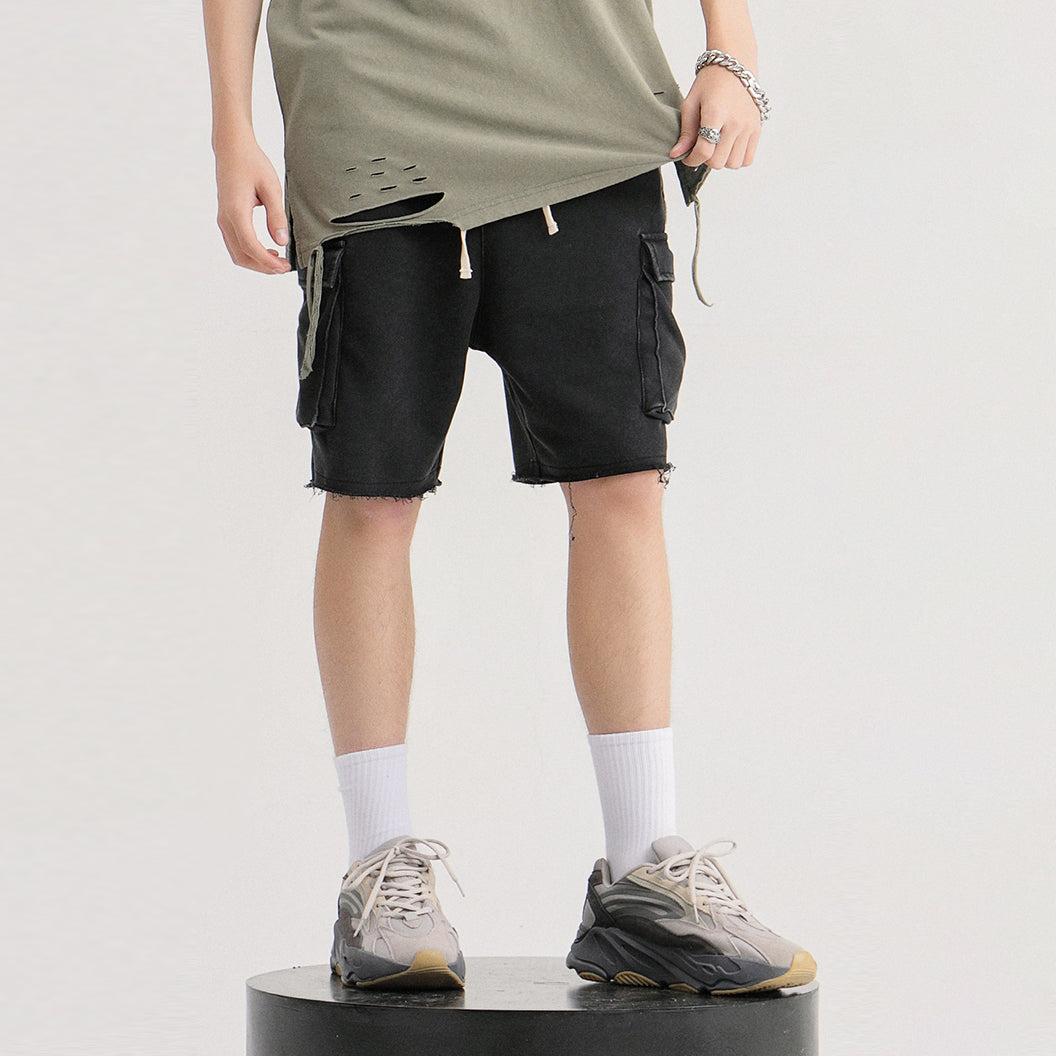 Melting Smiley Embroidered Cargo Shorts