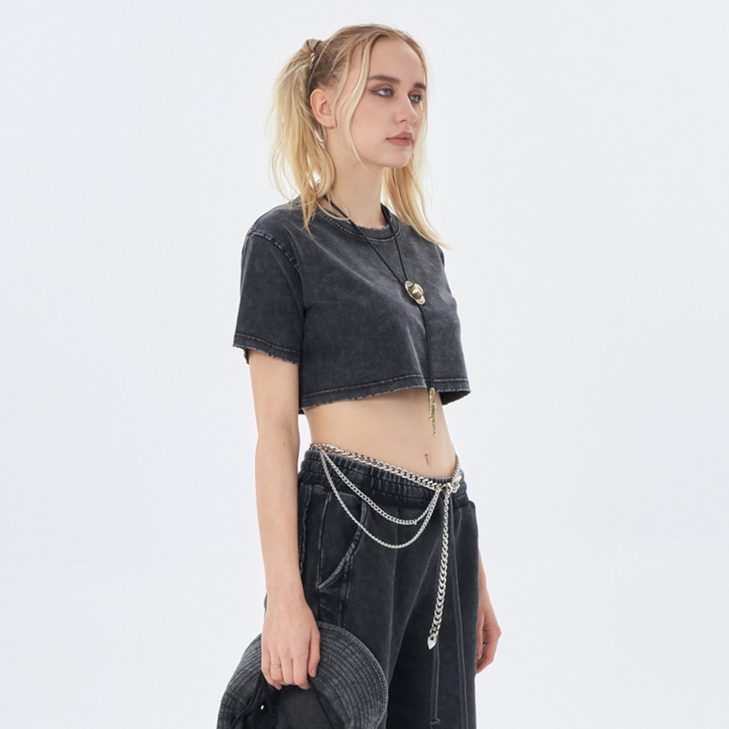 Within her is an entire epoch | Snow Wash Crop Top