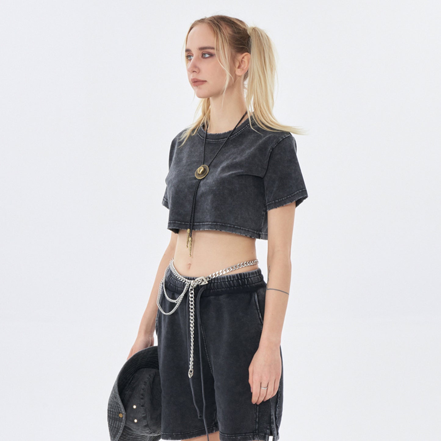 Within her is an entire epoch | Snow Wash Crop Top