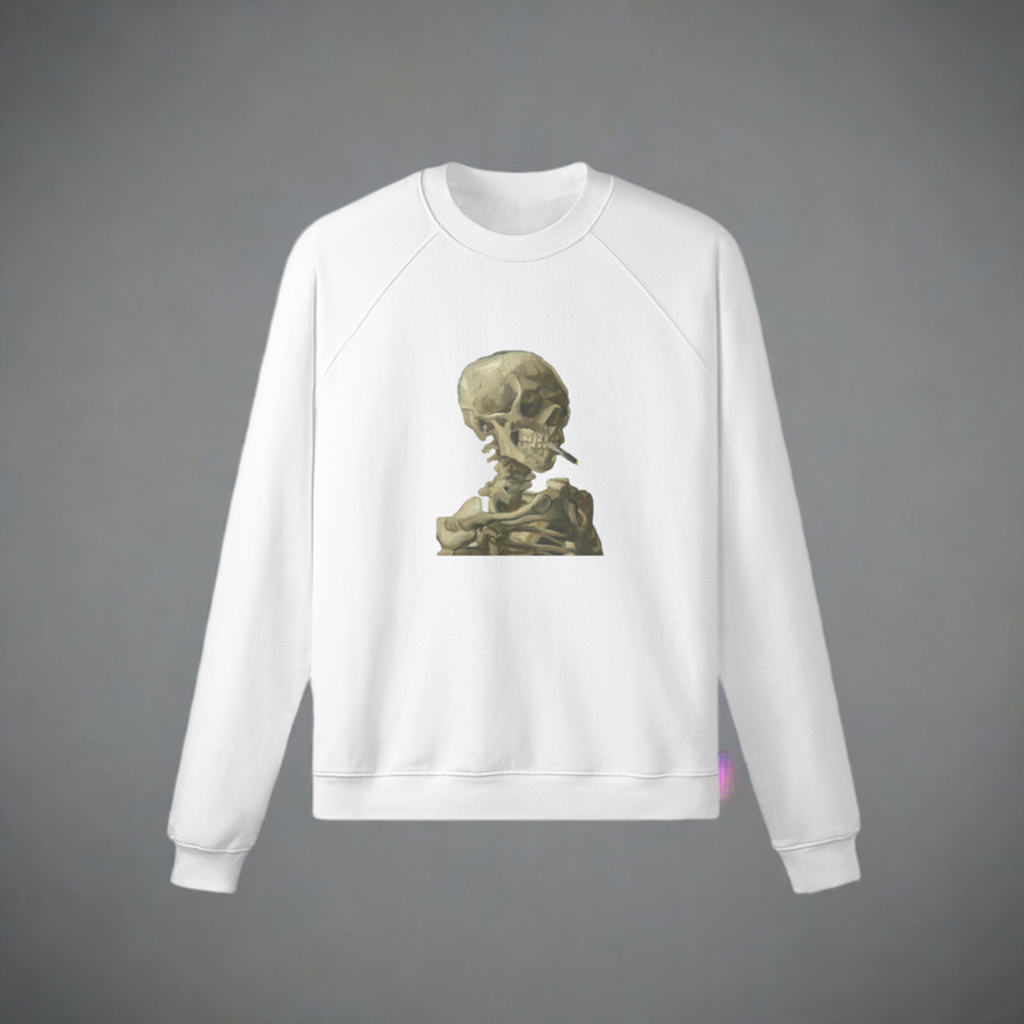 Heavyweight Van Gogh Jumper | Skeleton with a Burning Cigarette