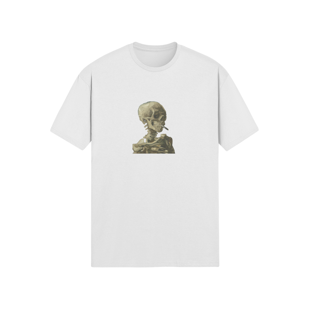 Soft Style Van Gogh T-shirt | Skeleton with a Burning Cigarette