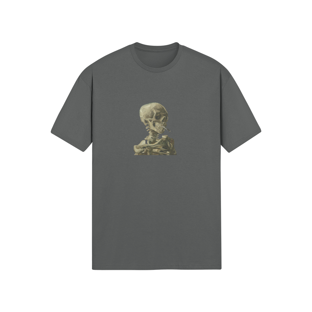 Soft Style Van Gogh T-shirt | Skeleton with a Burning Cigarette