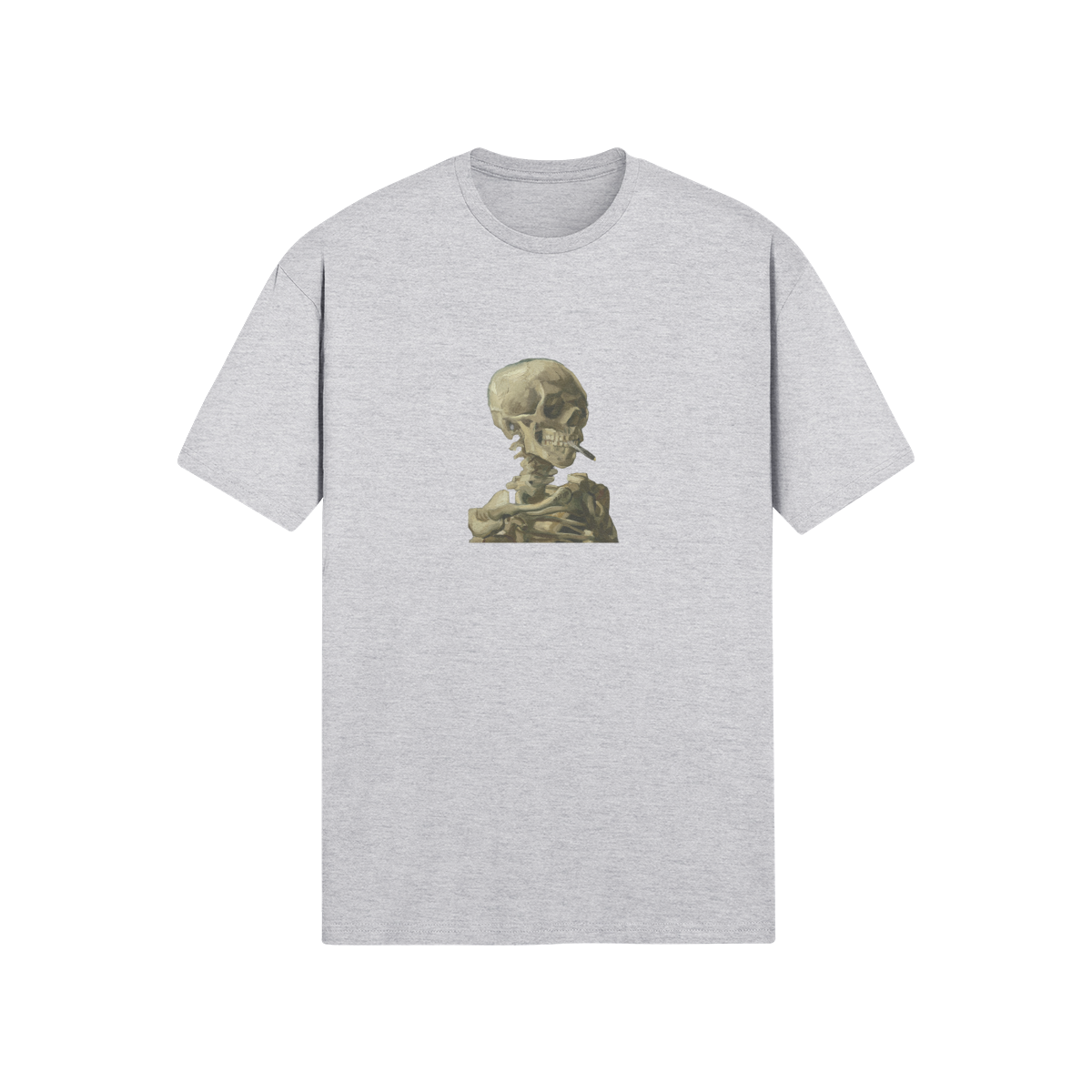 Soft Style Van Gogh T-shirt | Skeleton with a Burning Cigarette