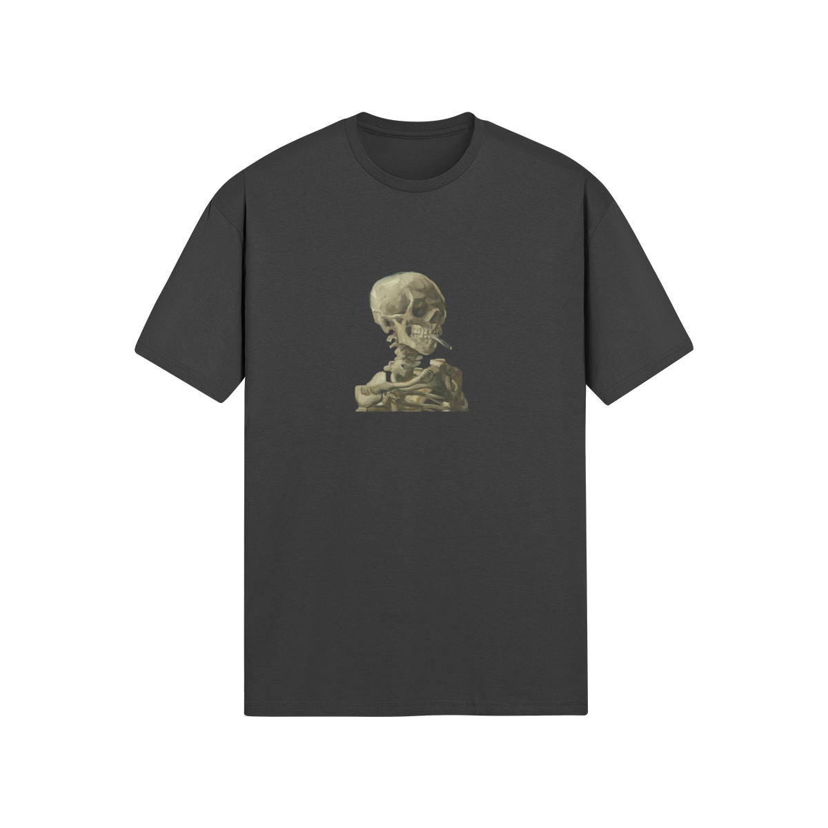 Soft Style Van Gogh T-shirt | Skeleton with a Burning Cigarette