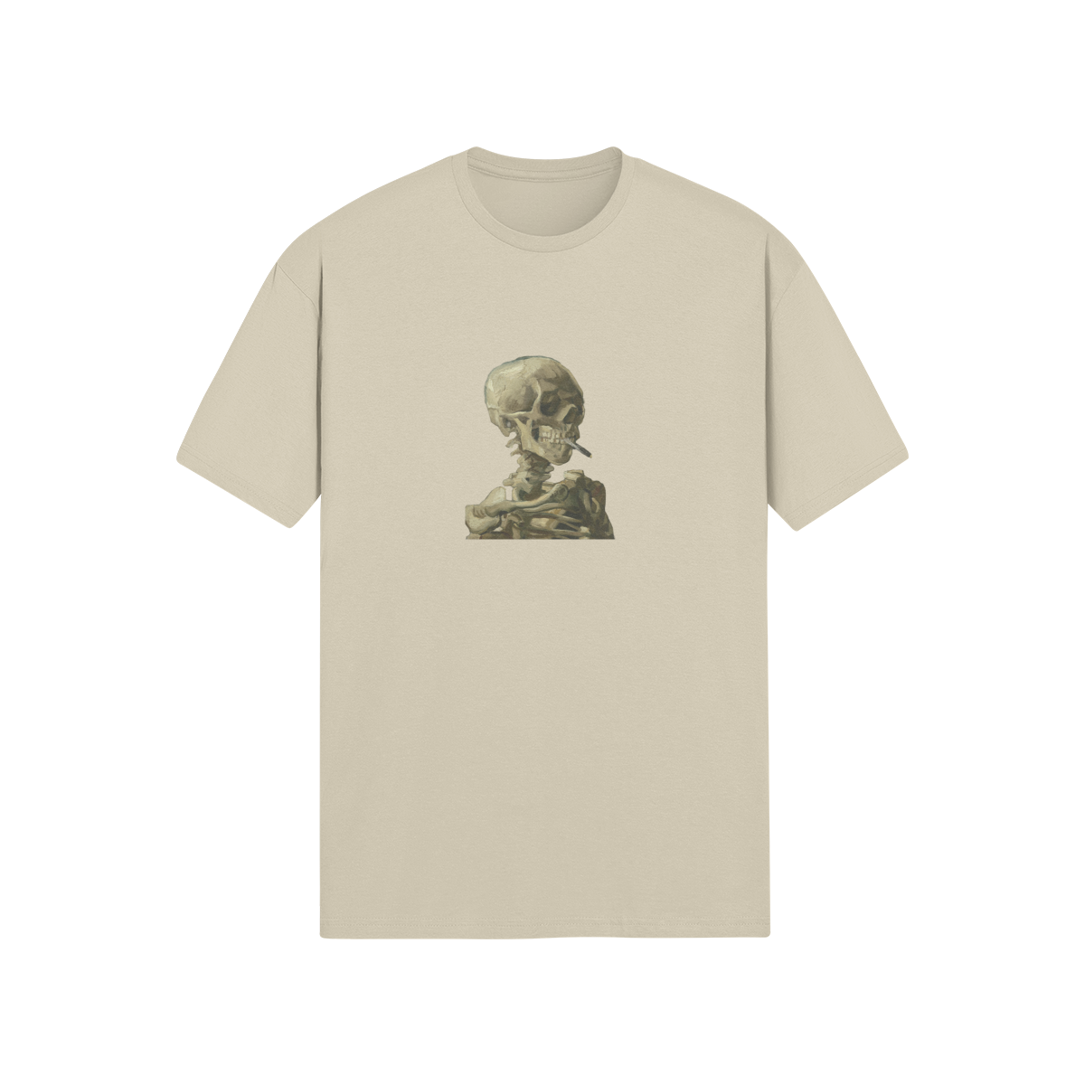 Soft Style Van Gogh T-shirt | Skeleton with a Burning Cigarette