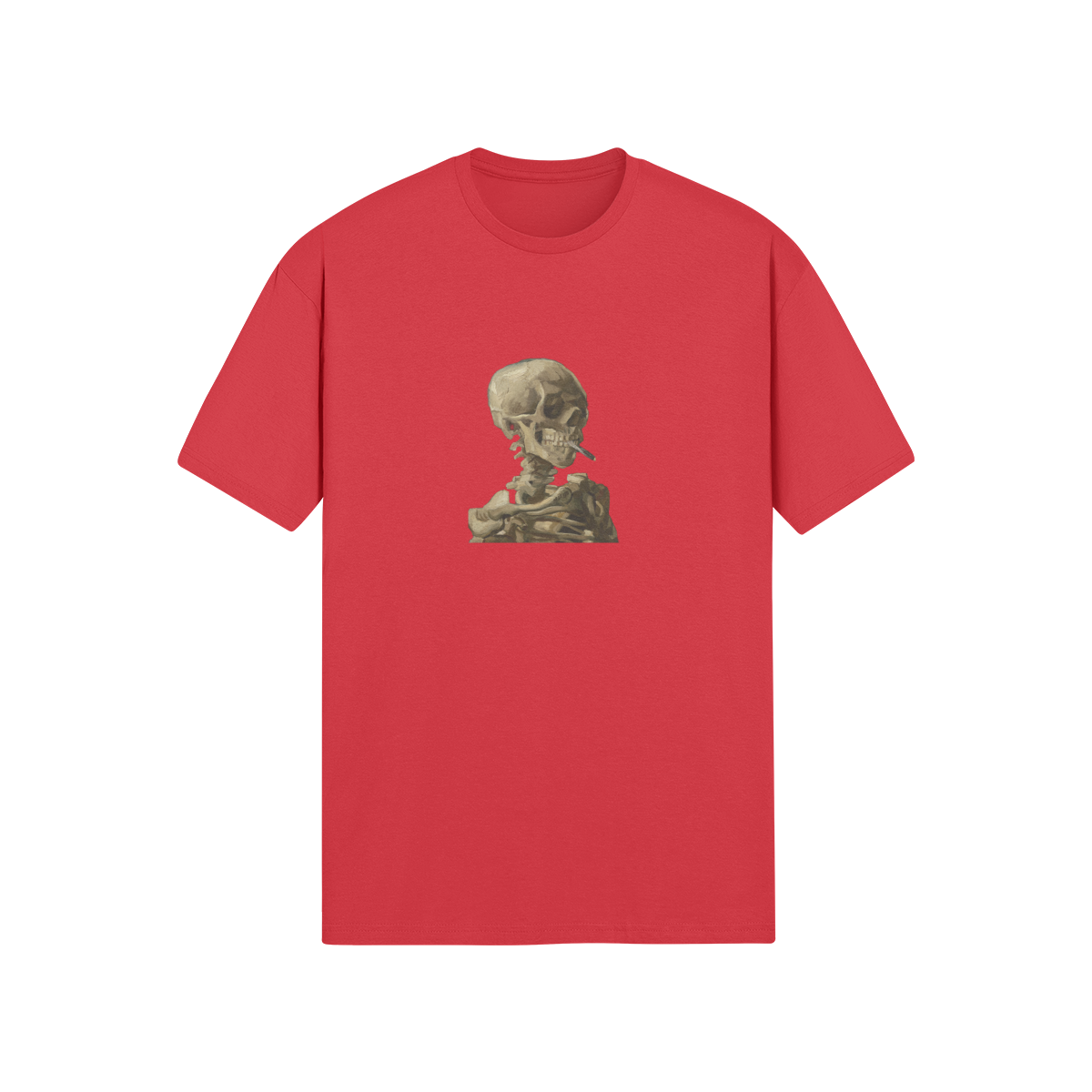 Soft Style Van Gogh T-shirt | Skeleton with a Burning Cigarette