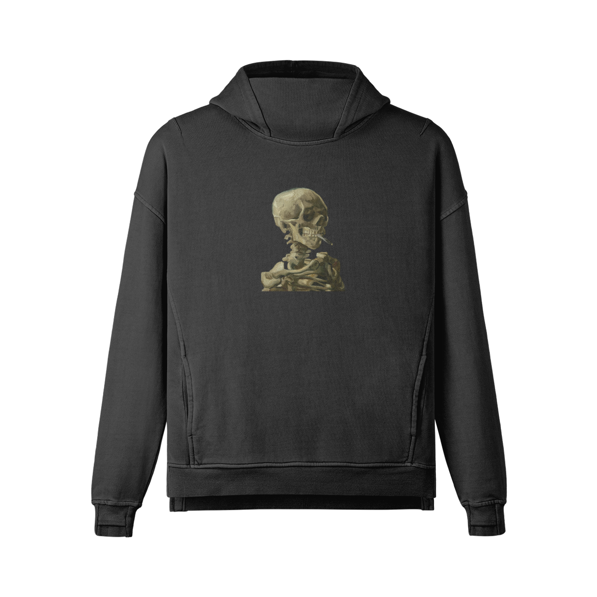 Turtleneck Van Gogh Hoodie | Skeleton with a Burning Cigarette