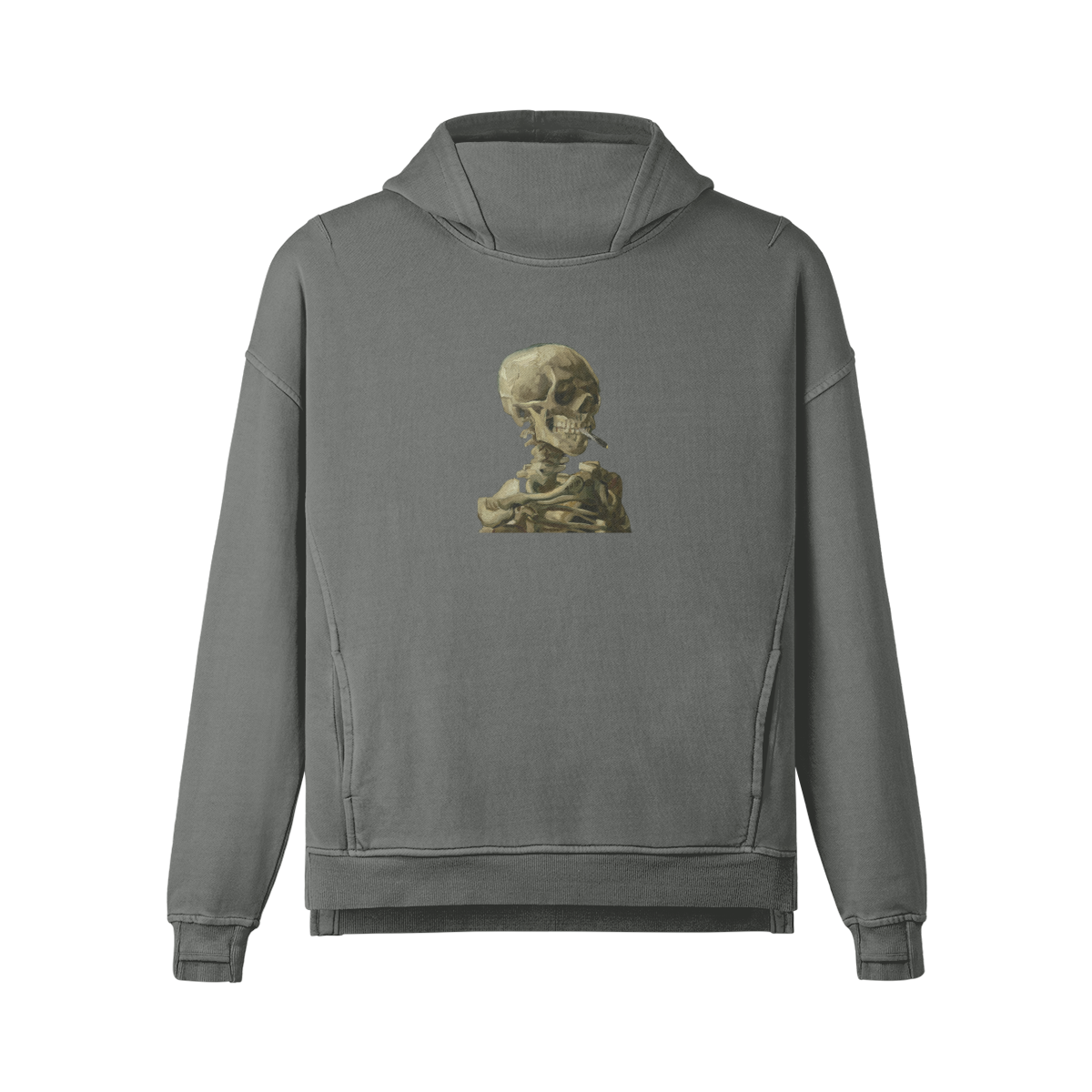 Turtleneck Van Gogh Hoodie | Skeleton with a Burning Cigarette