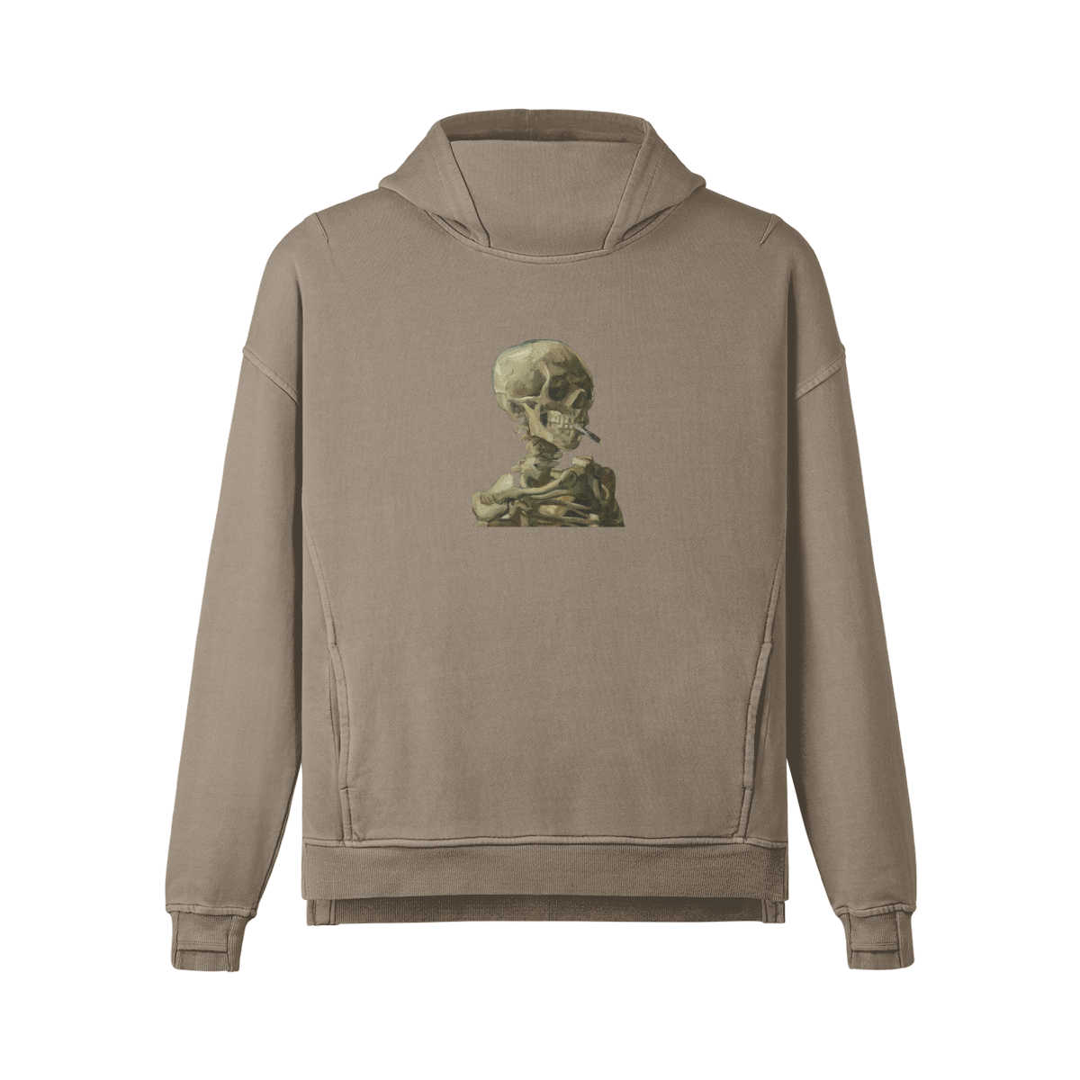 Turtleneck Van Gogh Hoodie | Skeleton with a Burning Cigarette